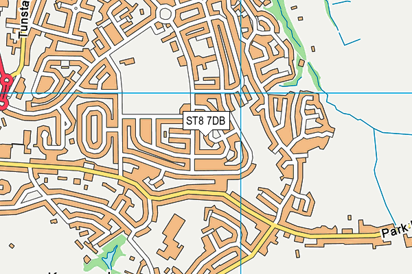 ST8 7DB map - OS VectorMap District (Ordnance Survey)