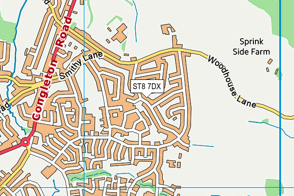ST8 7DX map - OS VectorMap District (Ordnance Survey)