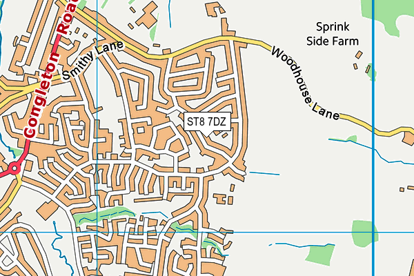ST8 7DZ map - OS VectorMap District (Ordnance Survey)