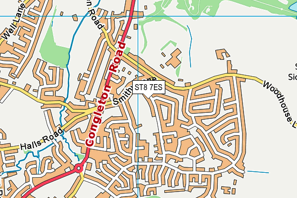 ST8 7ES map - OS VectorMap District (Ordnance Survey)