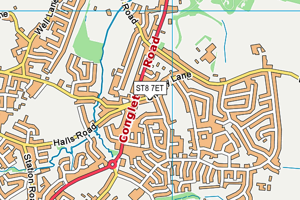 ST8 7ET map - OS VectorMap District (Ordnance Survey)