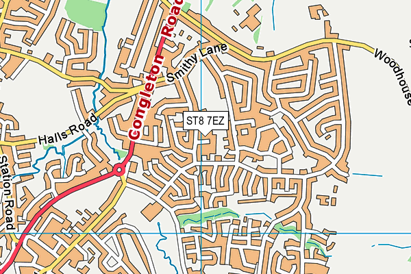 ST8 7EZ map - OS VectorMap District (Ordnance Survey)