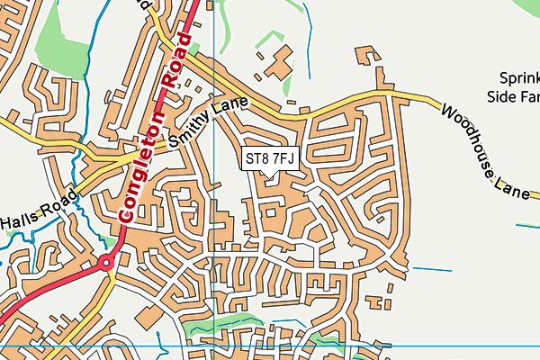 ST8 7FJ map - OS VectorMap District (Ordnance Survey)