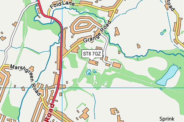 ST8 7GZ map - OS VectorMap District (Ordnance Survey)