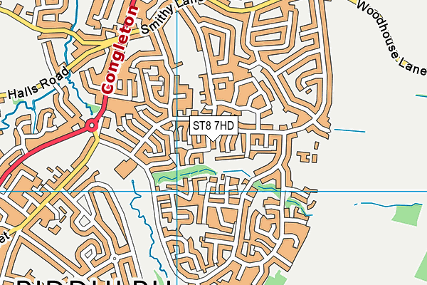 ST8 7HD map - OS VectorMap District (Ordnance Survey)