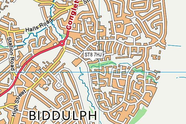 ST8 7HJ map - OS VectorMap District (Ordnance Survey)