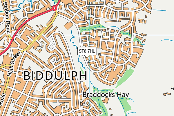 Biddulph Valley Leisure Centre map (ST8 7HL) - OS VectorMap District (Ordnance Survey)