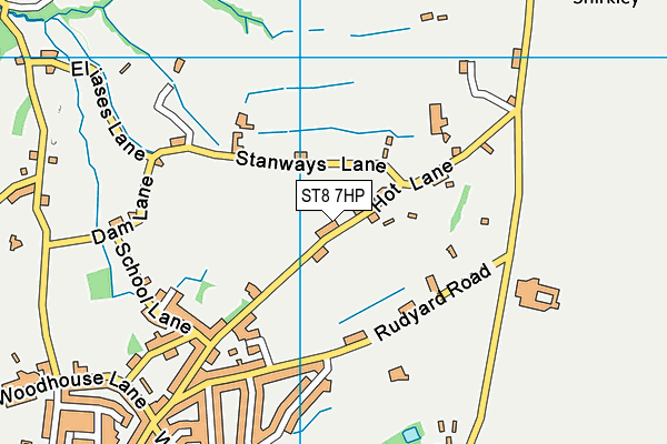 Hot Lane Playing Fields map (ST8 7HP) - OS VectorMap District (Ordnance Survey)