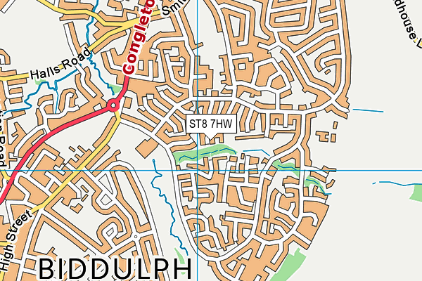 ST8 7HW map - OS VectorMap District (Ordnance Survey)