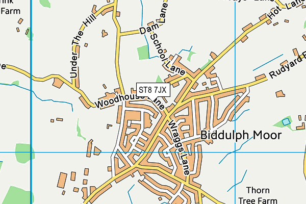 ST8 7JX map - OS VectorMap District (Ordnance Survey)