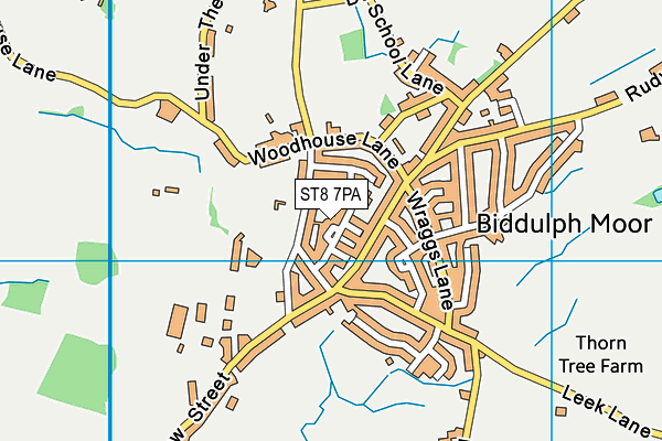 ST8 7PA map - OS VectorMap District (Ordnance Survey)