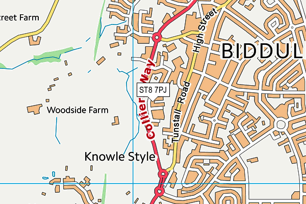 ST8 7PJ map - OS VectorMap District (Ordnance Survey)