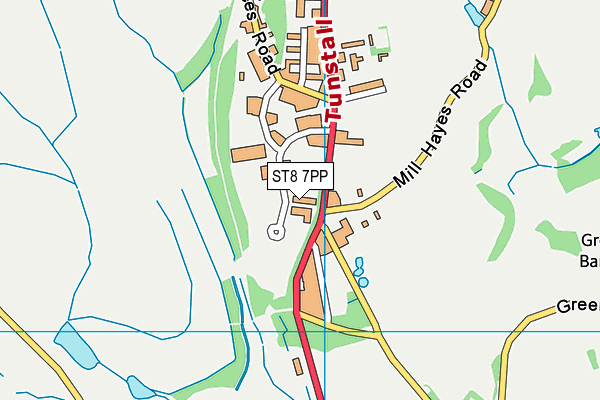 ST8 7PP map - OS VectorMap District (Ordnance Survey)