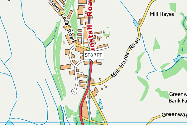 ST8 7PT map - OS VectorMap District (Ordnance Survey)