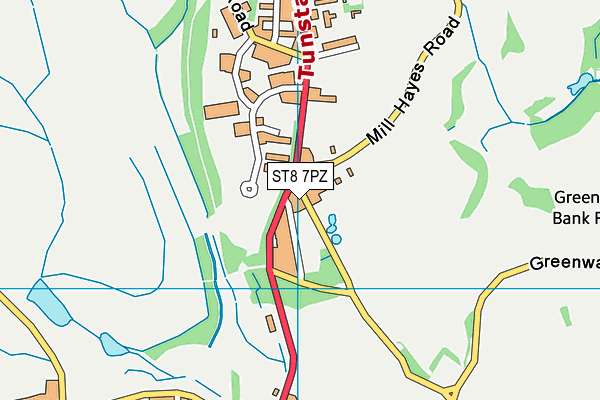 ST8 7PZ map - OS VectorMap District (Ordnance Survey)