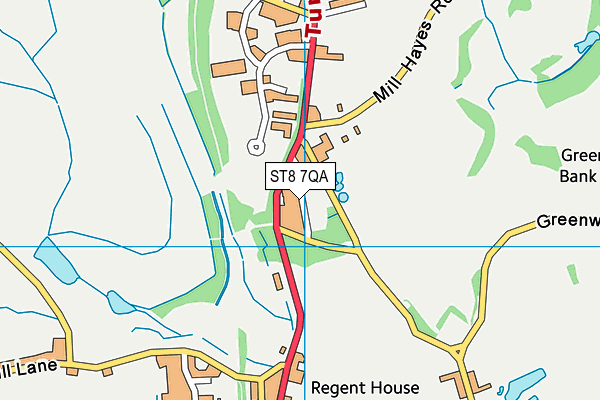 ST8 7QA map - OS VectorMap District (Ordnance Survey)