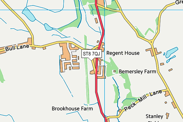 ST8 7QJ map - OS VectorMap District (Ordnance Survey)