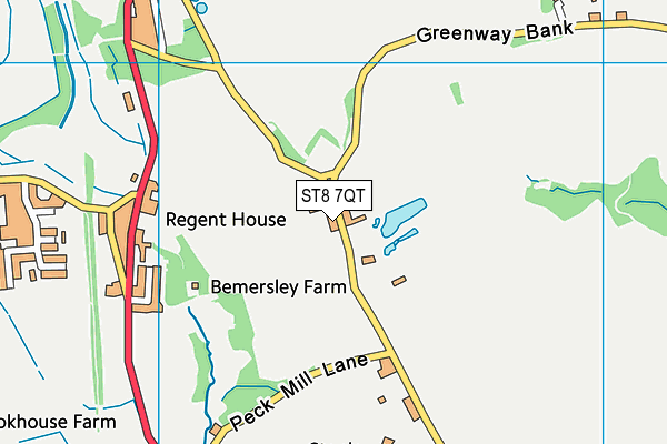 ST8 7QT map - OS VectorMap District (Ordnance Survey)