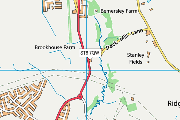 ST8 7QW map - OS VectorMap District (Ordnance Survey)