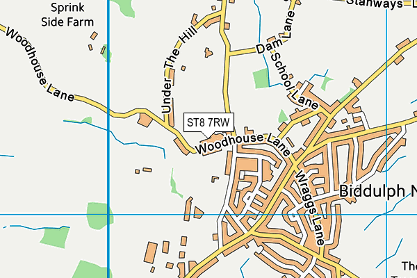 ST8 7RW map - OS VectorMap District (Ordnance Survey)