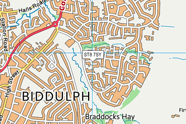 ST8 7SY map - OS VectorMap District (Ordnance Survey)