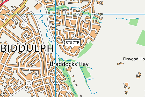 ST8 7TB map - OS VectorMap District (Ordnance Survey)