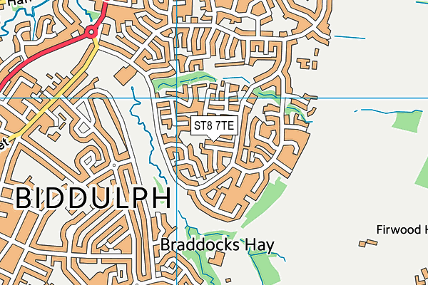 ST8 7TE map - OS VectorMap District (Ordnance Survey)