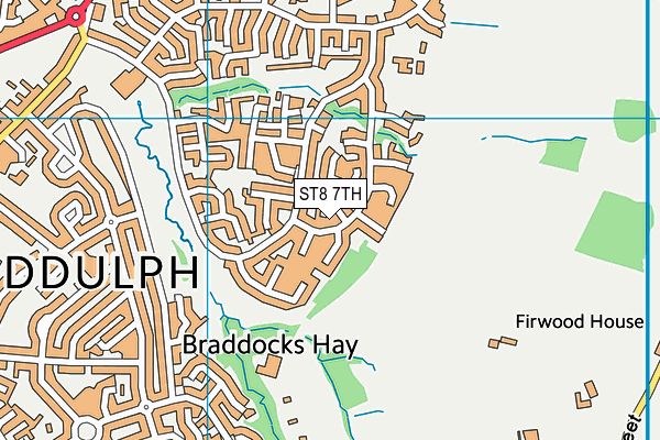 ST8 7TH map - OS VectorMap District (Ordnance Survey)