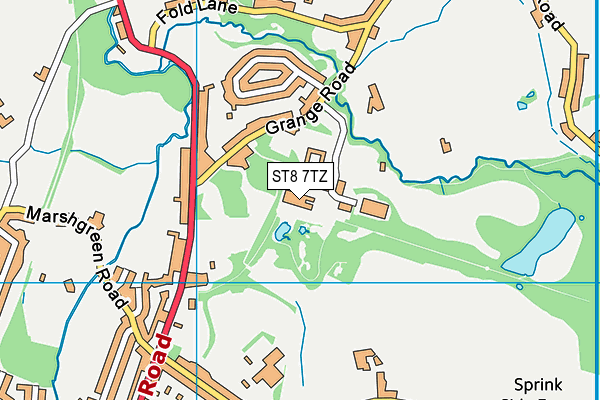 ST8 7TZ map - OS VectorMap District (Ordnance Survey)