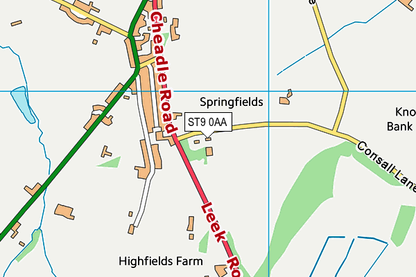 ST9 0AA map - OS VectorMap District (Ordnance Survey)