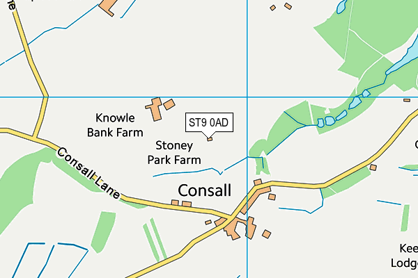 ST9 0AD map - OS VectorMap District (Ordnance Survey)