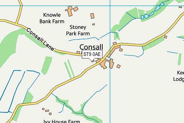 ST9 0AE map - OS VectorMap District (Ordnance Survey)