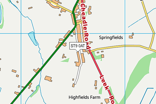 ST9 0AT map - OS VectorMap District (Ordnance Survey)