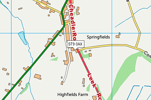 ST9 0AX map - OS VectorMap District (Ordnance Survey)