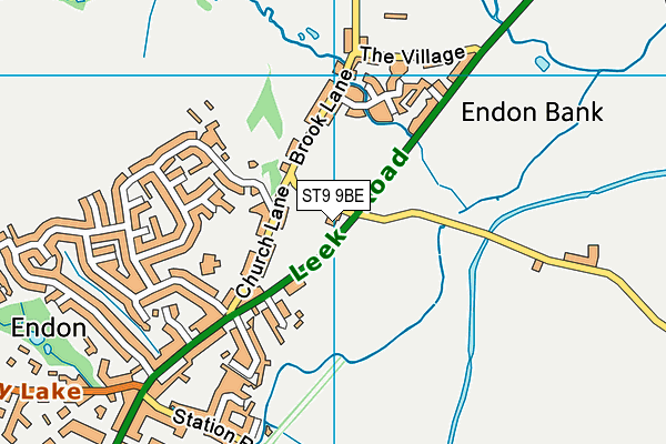 ST9 9BE map - OS VectorMap District (Ordnance Survey)