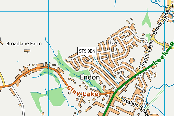 ST9 9BN map - OS VectorMap District (Ordnance Survey)