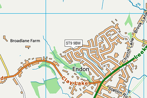 ST9 9BW map - OS VectorMap District (Ordnance Survey)