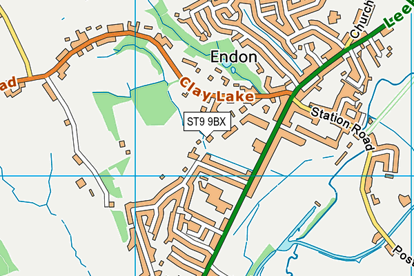 ST9 9BX map - OS VectorMap District (Ordnance Survey)