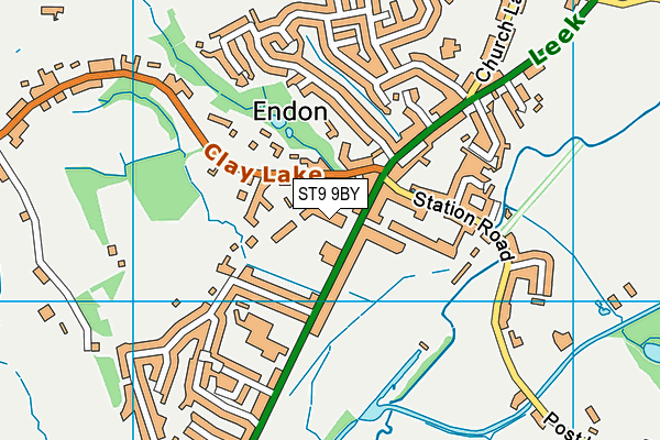 ST9 9BY map - OS VectorMap District (Ordnance Survey)