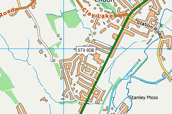 ST9 9DB map - OS VectorMap District (Ordnance Survey)