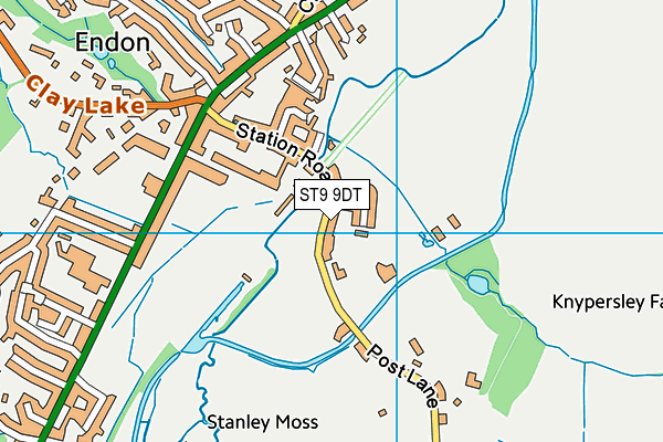 ST9 9DT map - OS VectorMap District (Ordnance Survey)