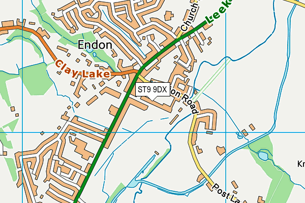 ST9 9DX map - OS VectorMap District (Ordnance Survey)