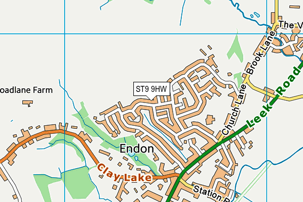 ST9 9HW map - OS VectorMap District (Ordnance Survey)