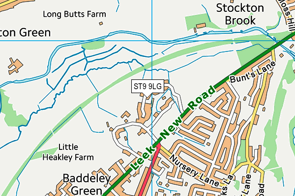 ST9 9LG map - OS VectorMap District (Ordnance Survey)