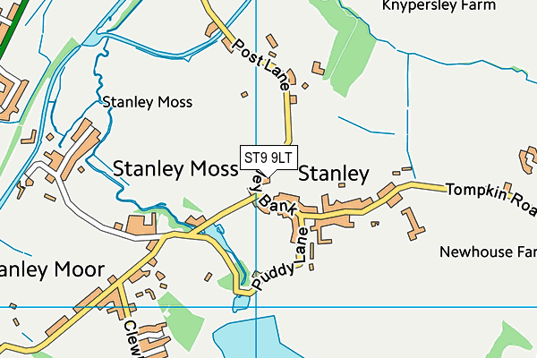 ST9 9LT map - OS VectorMap District (Ordnance Survey)