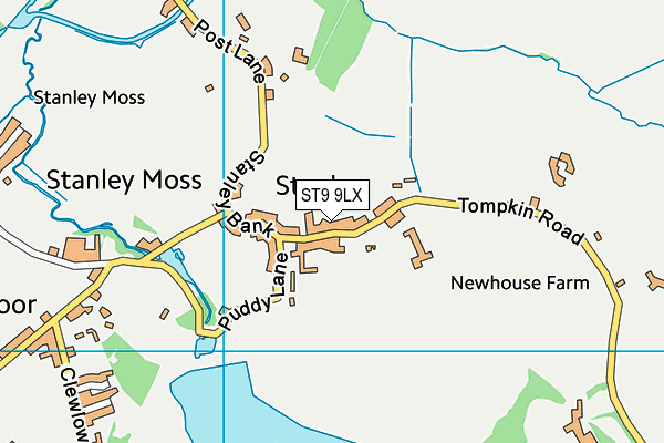 ST9 9LX map - OS VectorMap District (Ordnance Survey)