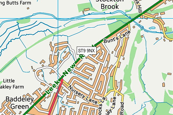 ST9 9NX map - OS VectorMap District (Ordnance Survey)