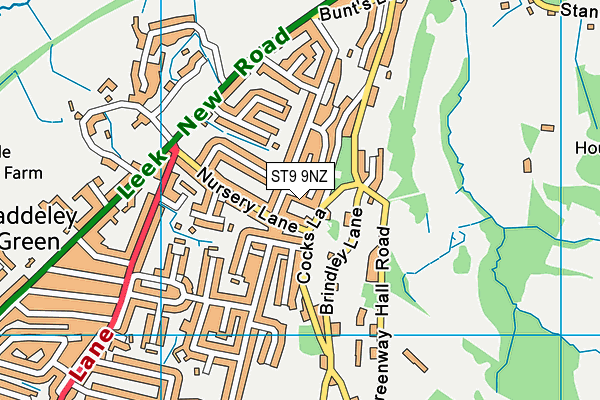 ST9 9NZ map - OS VectorMap District (Ordnance Survey)