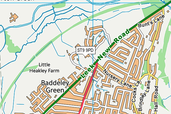 ST9 9PD map - OS VectorMap District (Ordnance Survey)