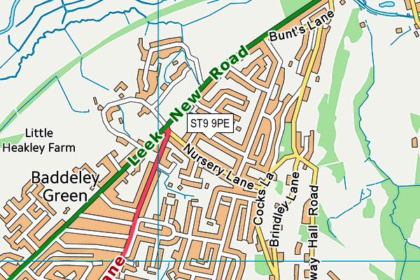 ST9 9PE map - OS VectorMap District (Ordnance Survey)